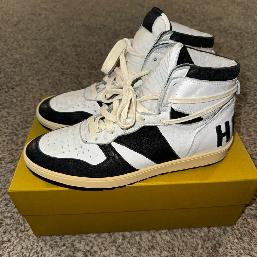Rhude Rhecess Hi Black and White High-Top Sneakers - Picture 3 of 7